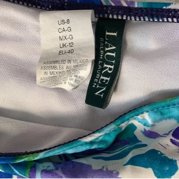 Tropical Print Swimsuit Set by Ralph Lauren Sz 8 - Picture 3 of 4